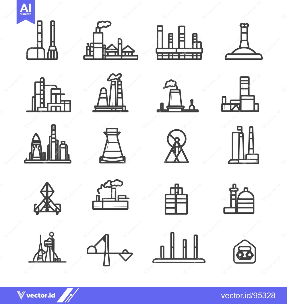 Premium Vector dari Set of Industrial Factory and Building Line Icons