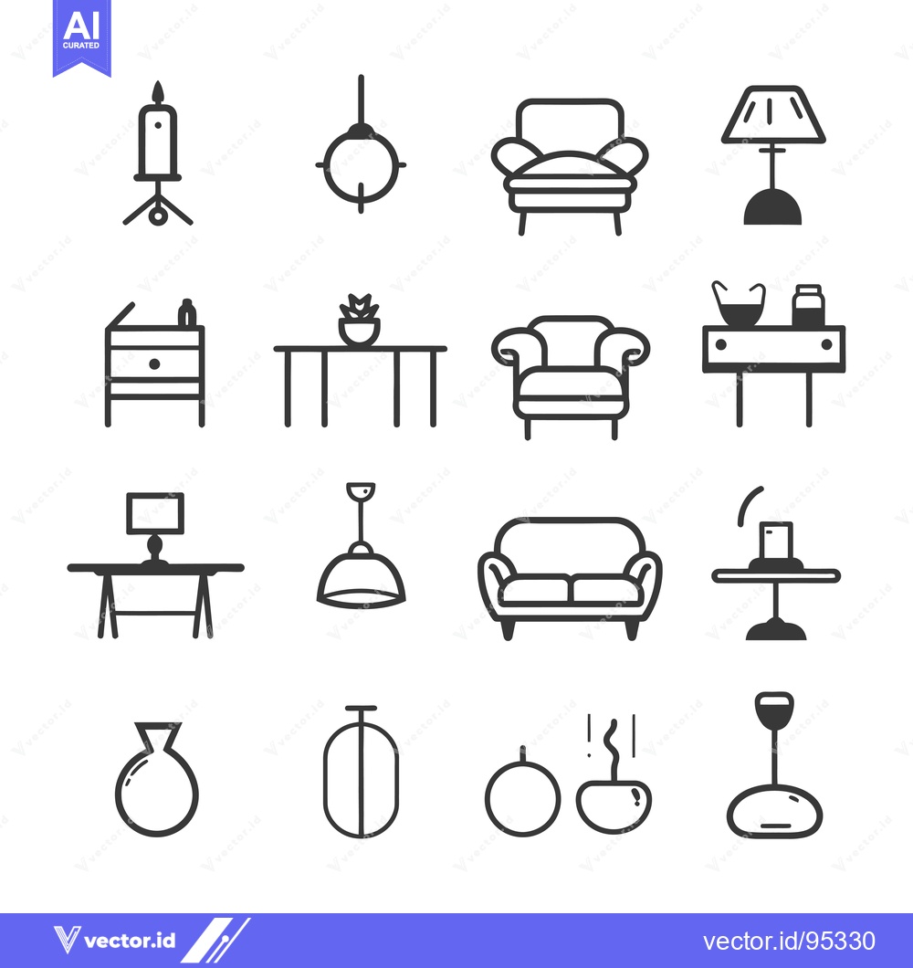 Premium Vector dari Set of Interior Design Elements Icons