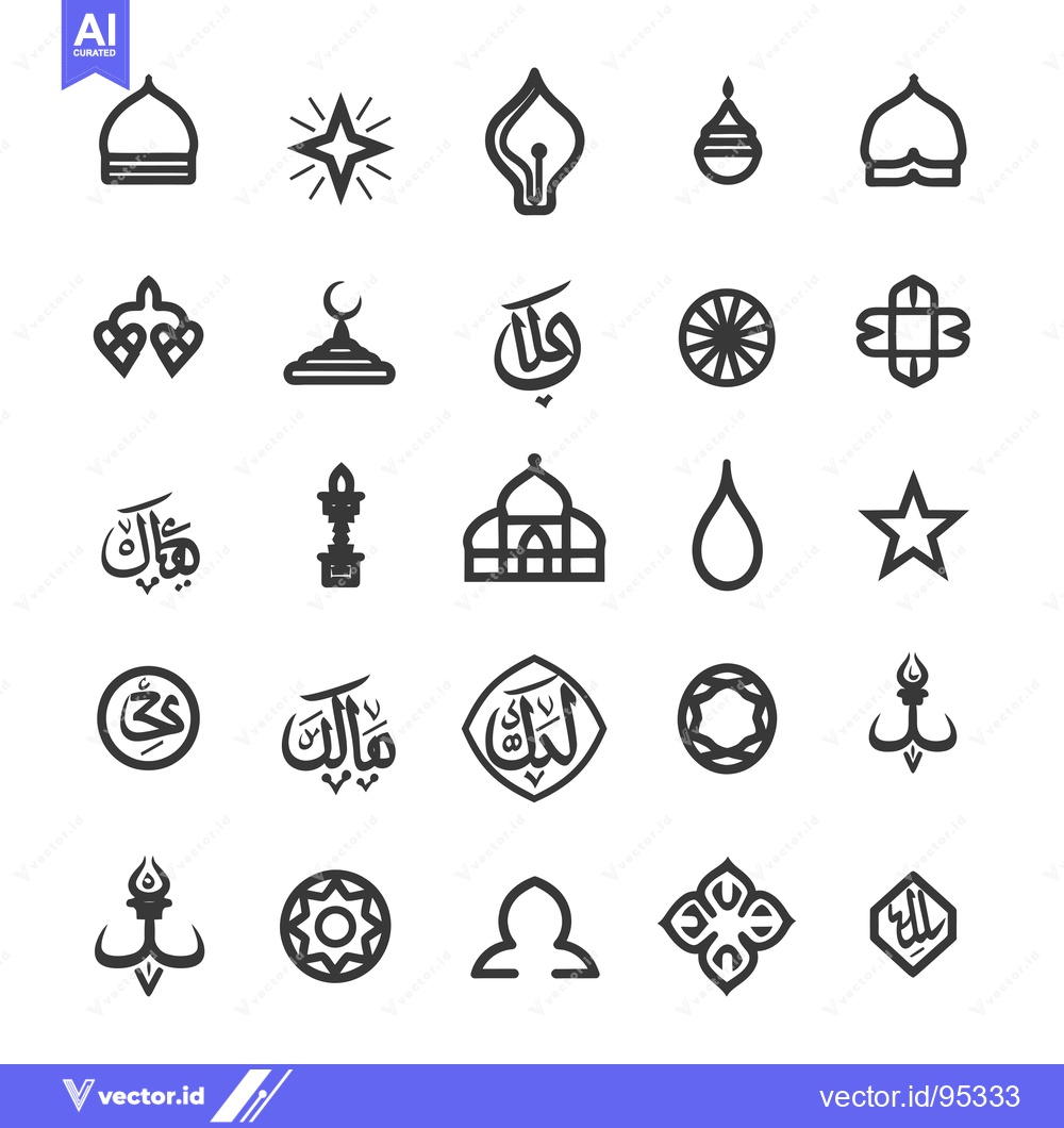Premium Vector dari Set of Islamic Religious Symbols and Calligraphy