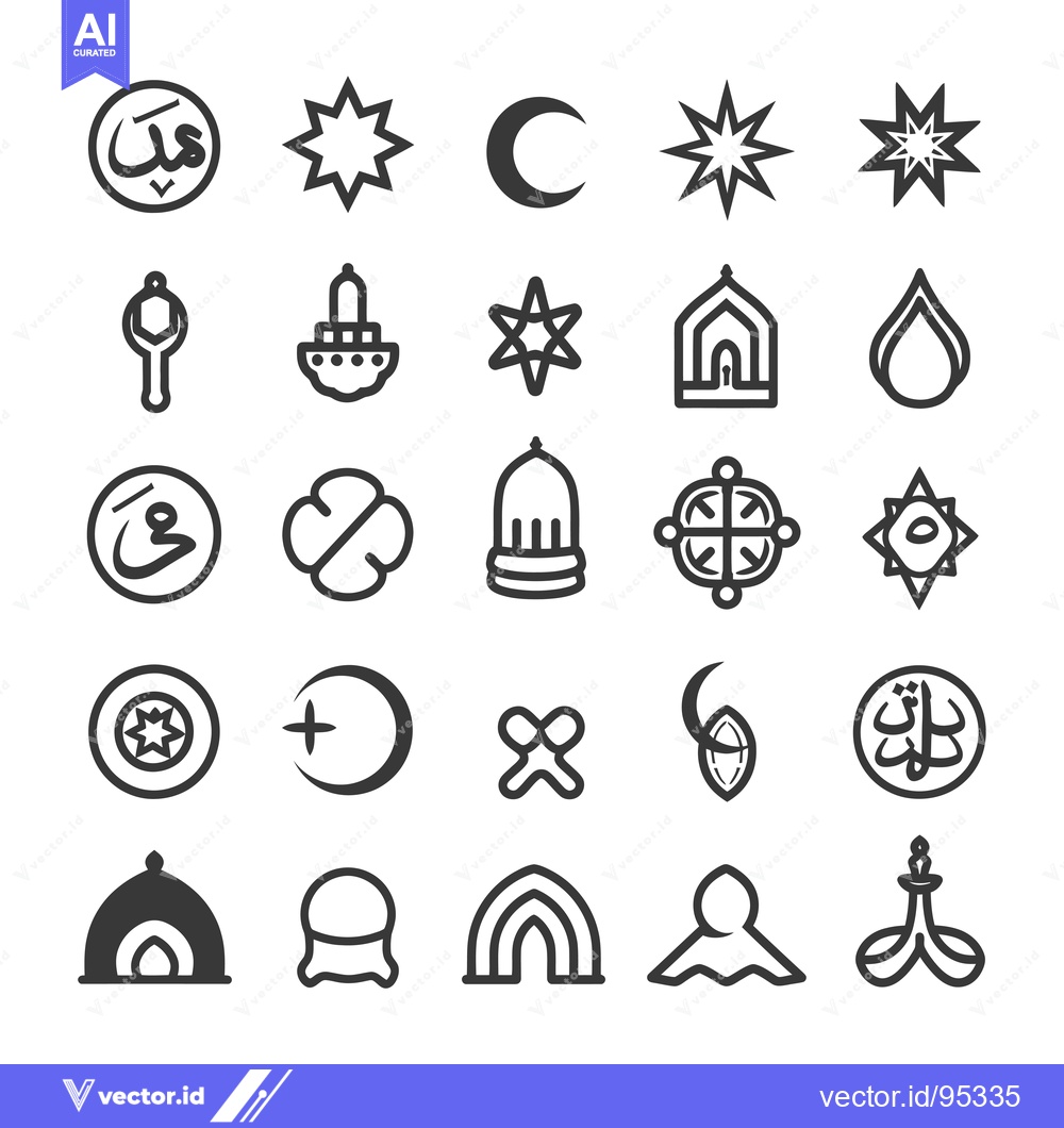 Premium Vector dari Set of Islamic Symbols and Calligraphy Elements