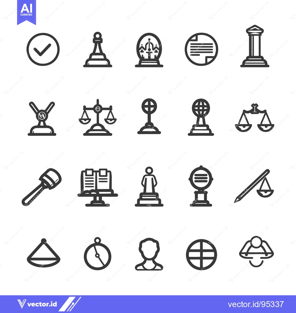 Premium Vector of Set of Justice and Law Icons in Line Style
