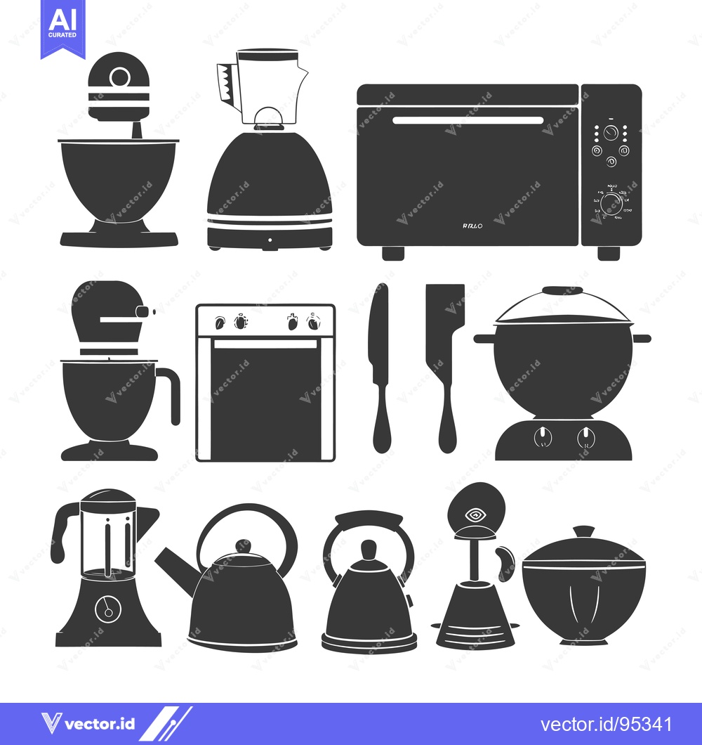 Premium Vector dari Set of Kitchen Appliances in Silhouette