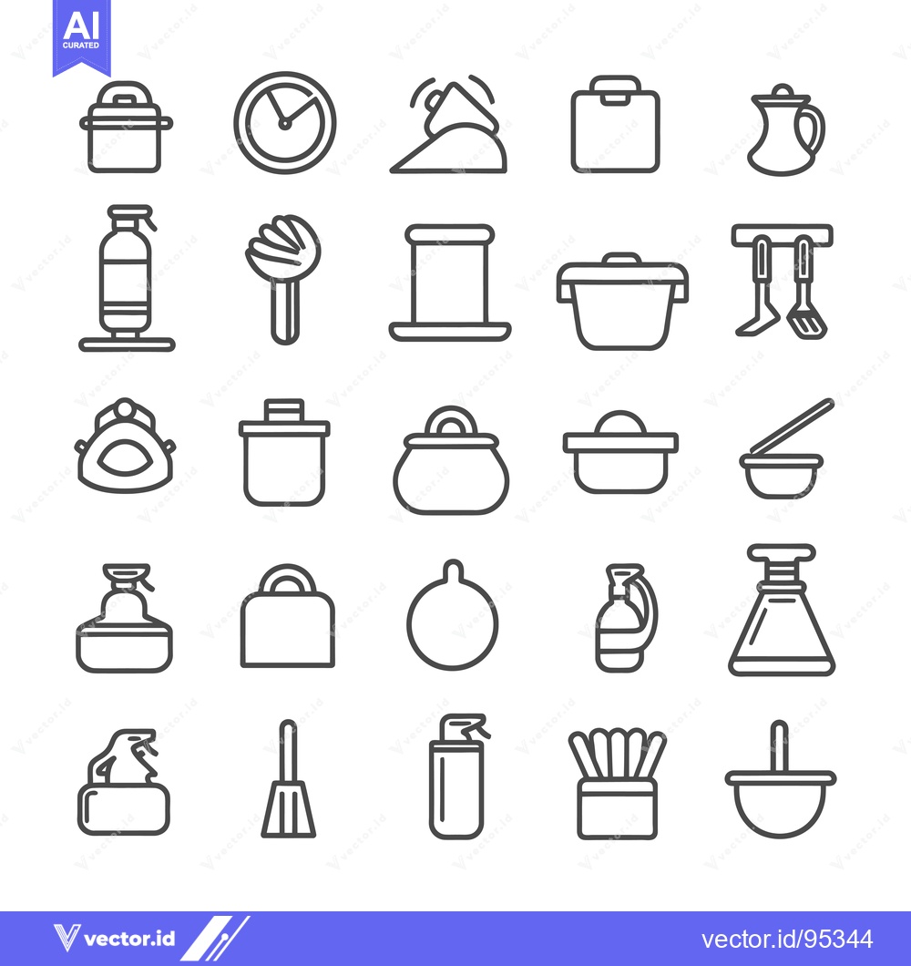 Premium Vector dari Set of Kitchen Utensil and Equipment Line Icons