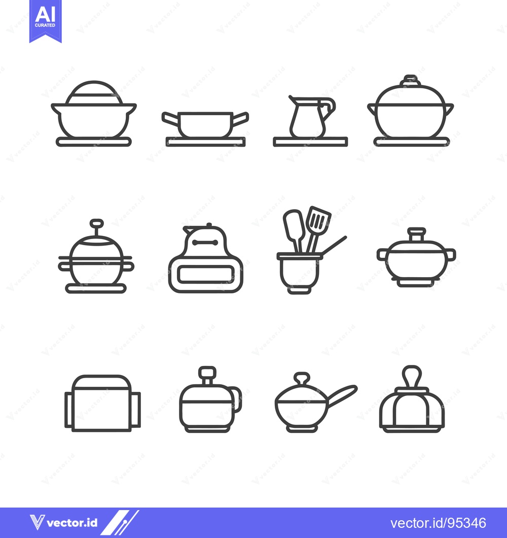 Premium Vector of Set of Kitchen Utensil Line Icons