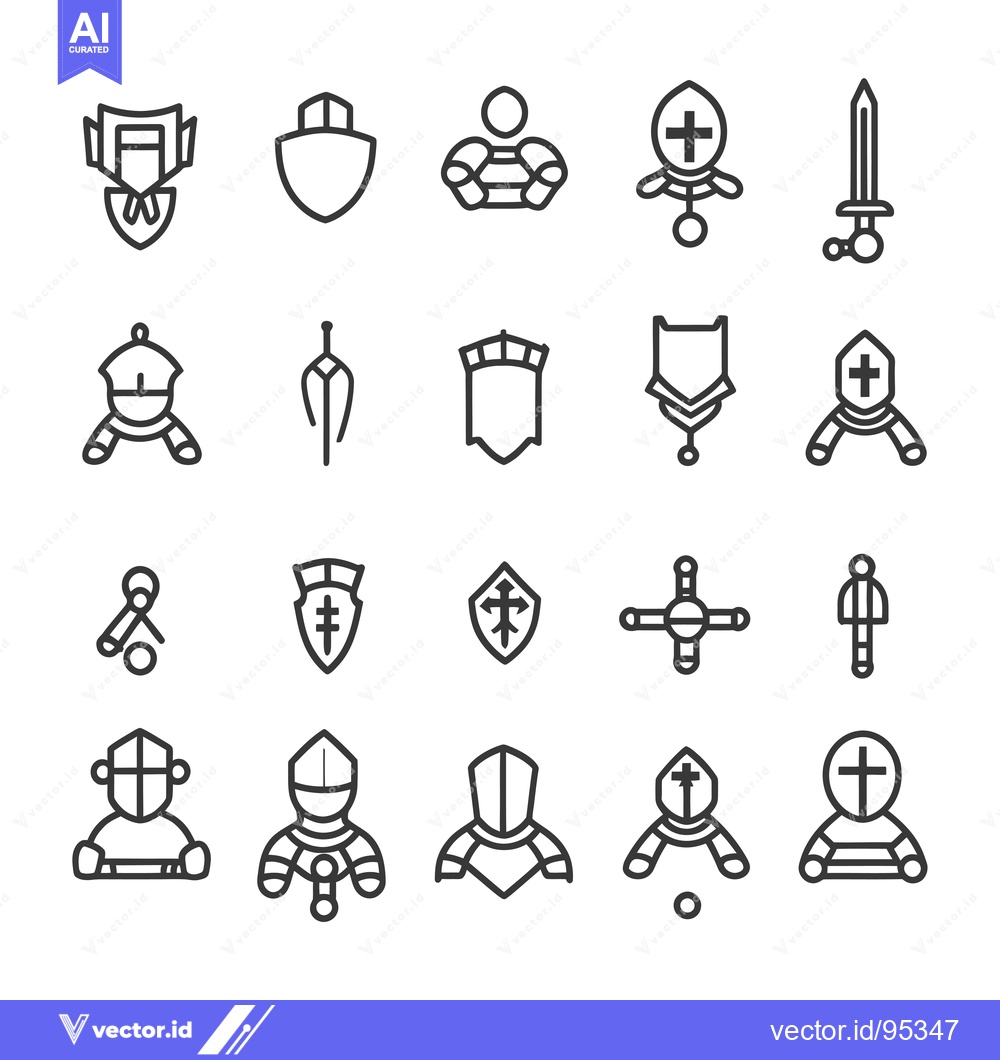 Premium Vector of Set of Knight and Medieval Weapon Icons
