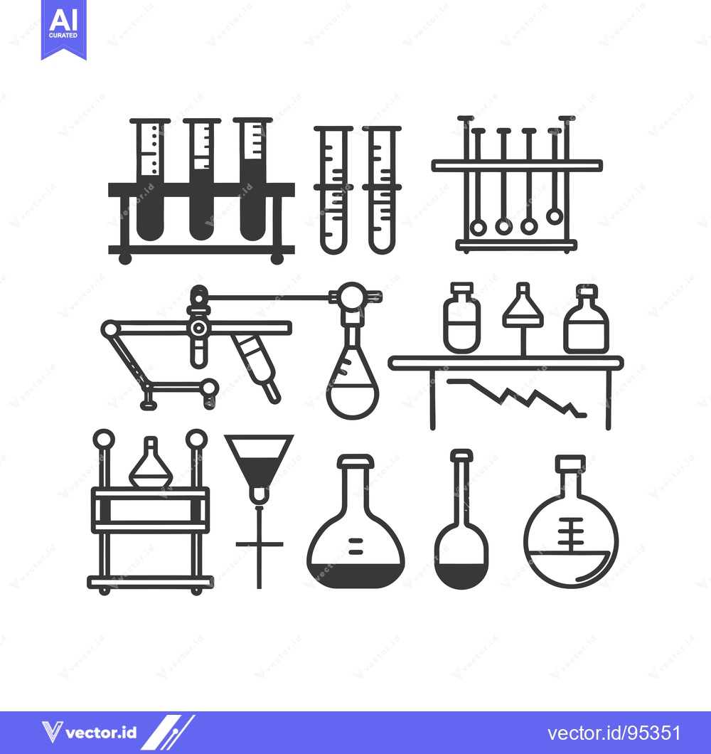 Premium Vector of Set of laboratory equipment outline icons