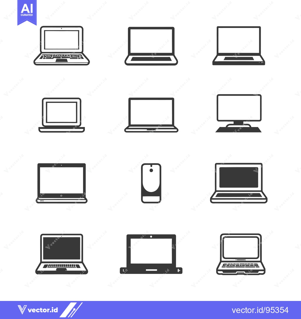 Premium Vector dari Set of Laptop, Computer and Mouse Icons