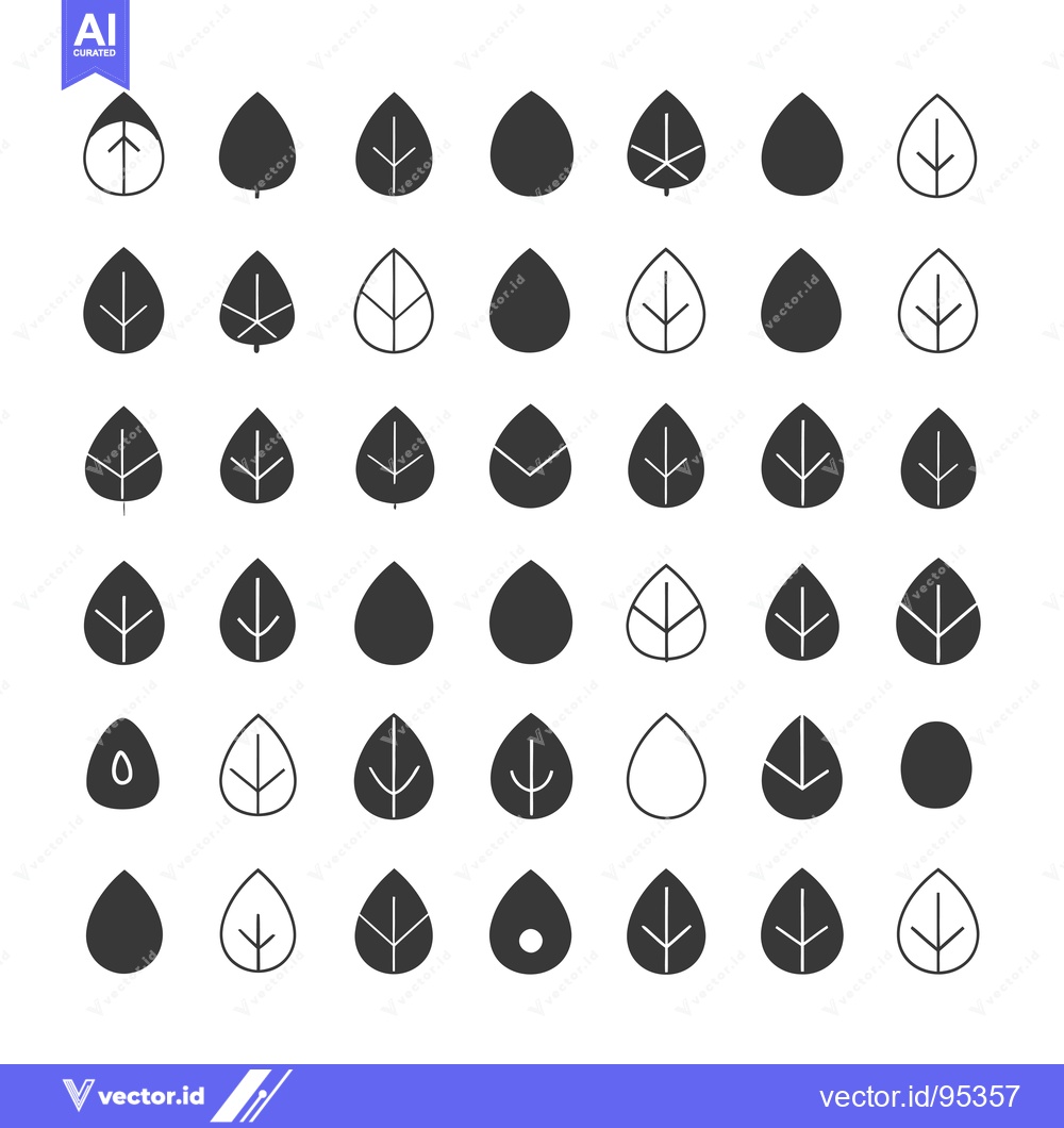 Premium Vector dari Set of Leaf Icons with Variations in Shape and Detail