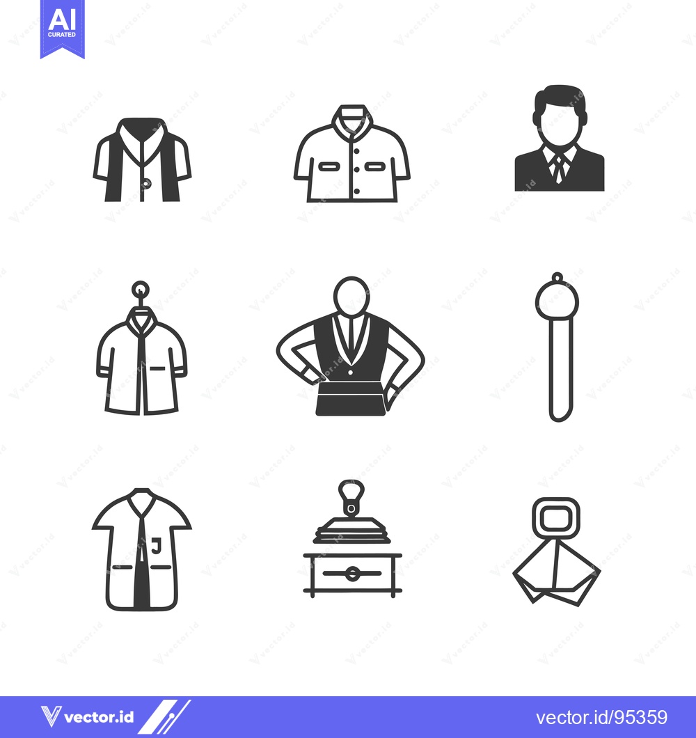 Premium Vector dari Set of Line and Solid Icons for Clothing and Fashion