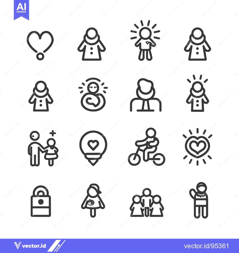 Premium Vector dari Set of Linear Icons Related to Love, Happiness, Family, and Life