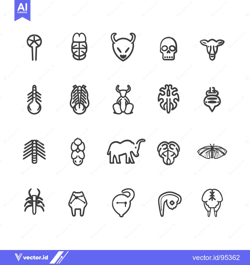 Premium Vector dari Set of Linear Icons Representing Different Types of Animals