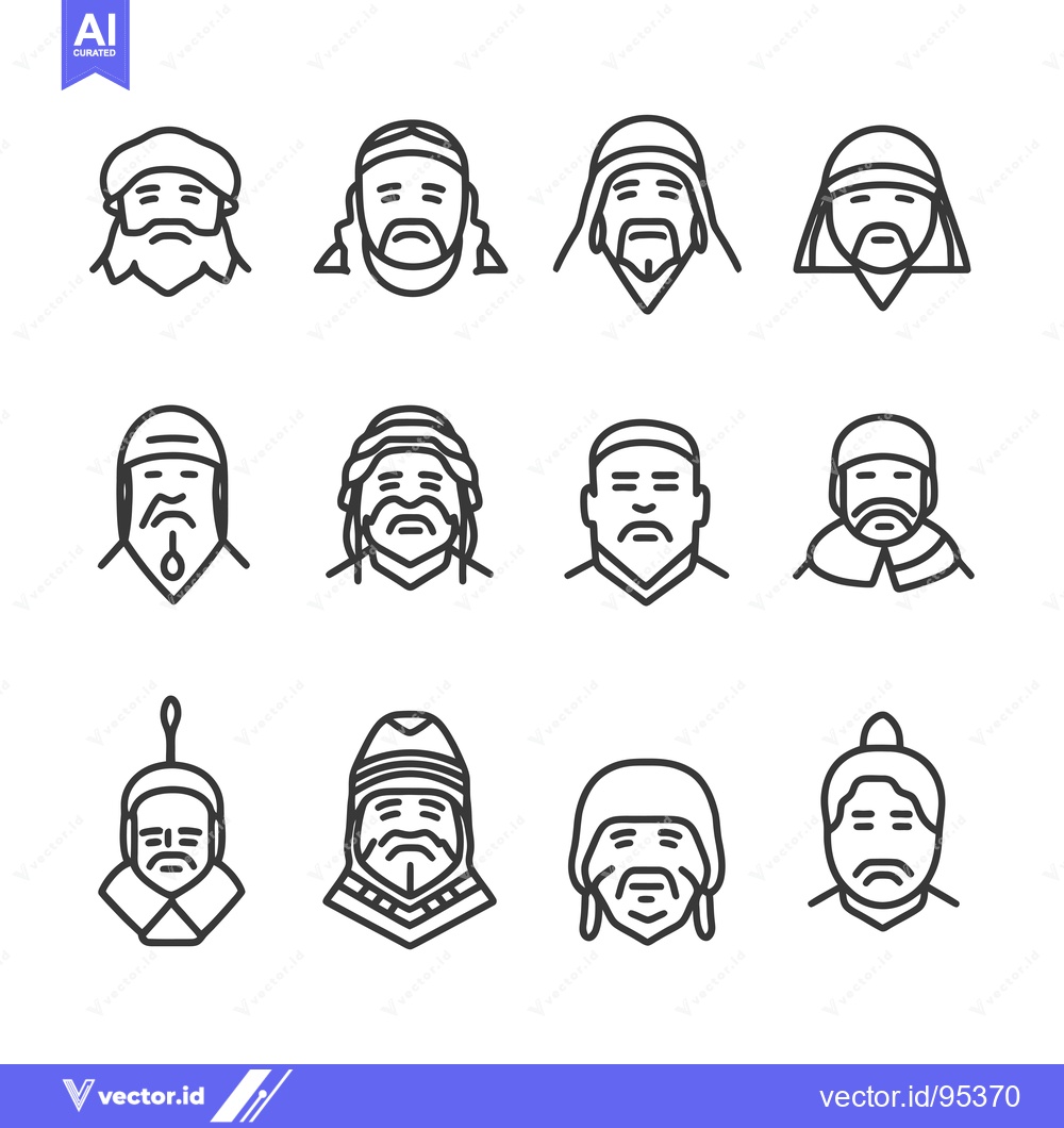 Premium Vector of Set of Line Art Icons Depicting Diverse Male Characters