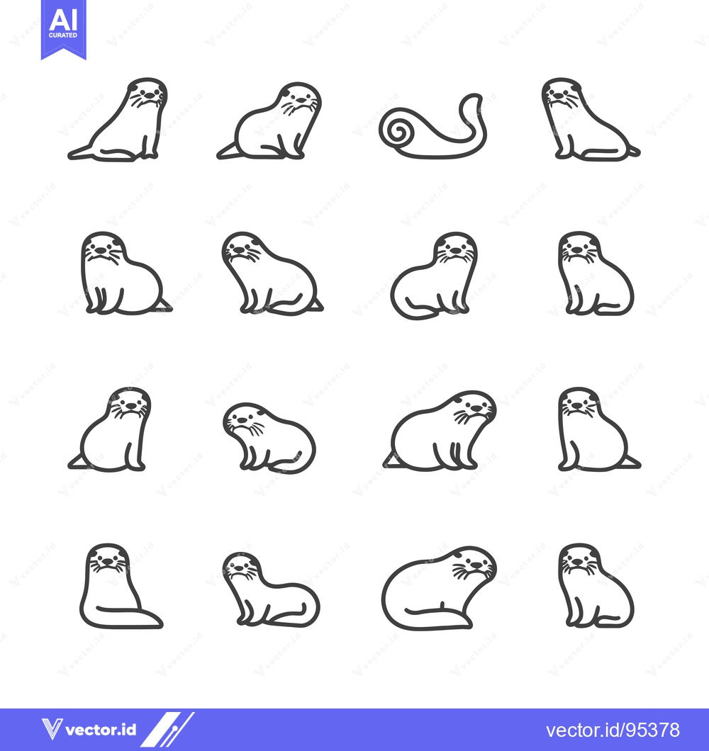 Premium Vector dari Set of Line Art Otter Illustrations in Various Poses