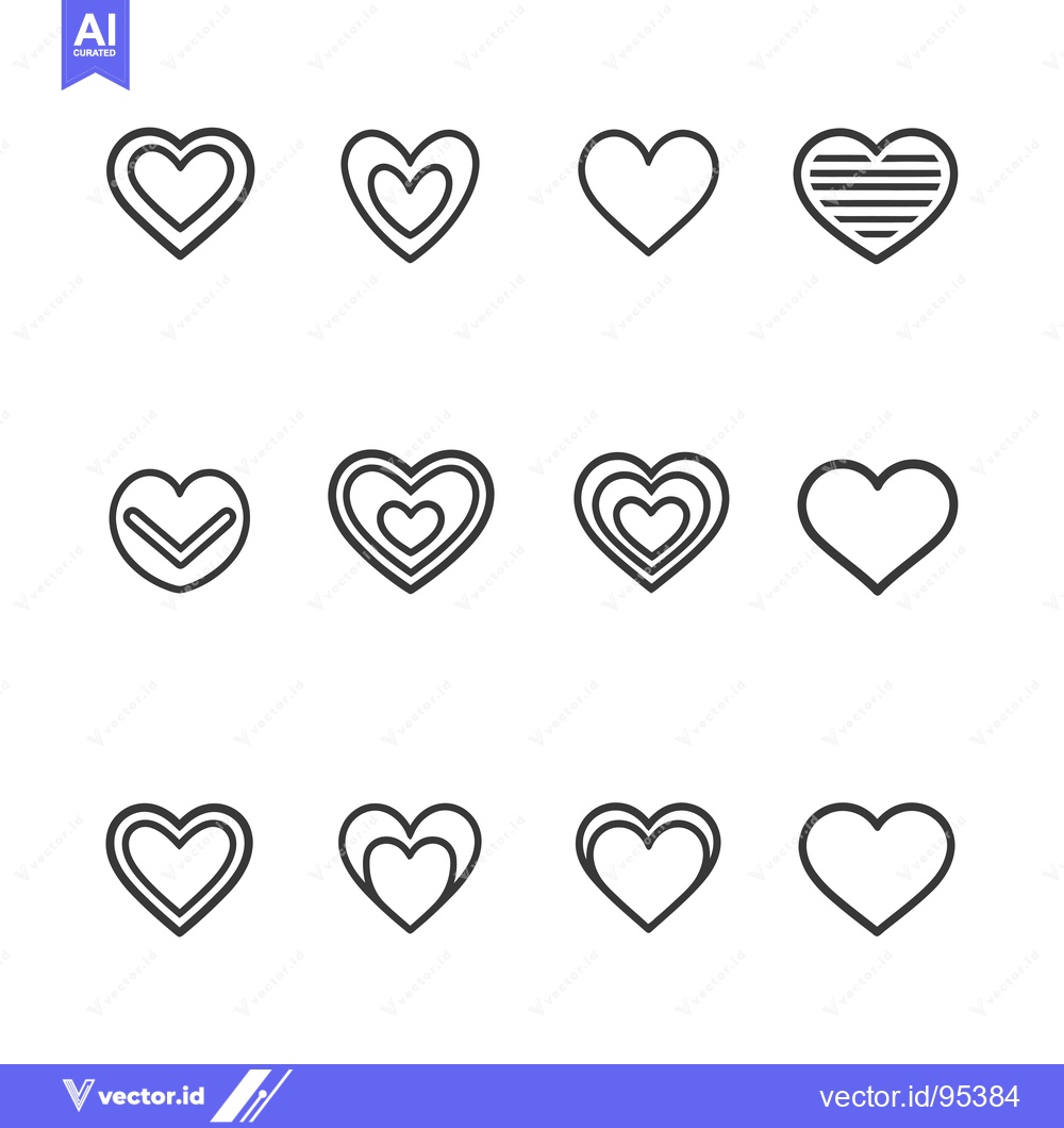 Premium Vector of Set of Line Heart Icons with Different Styles