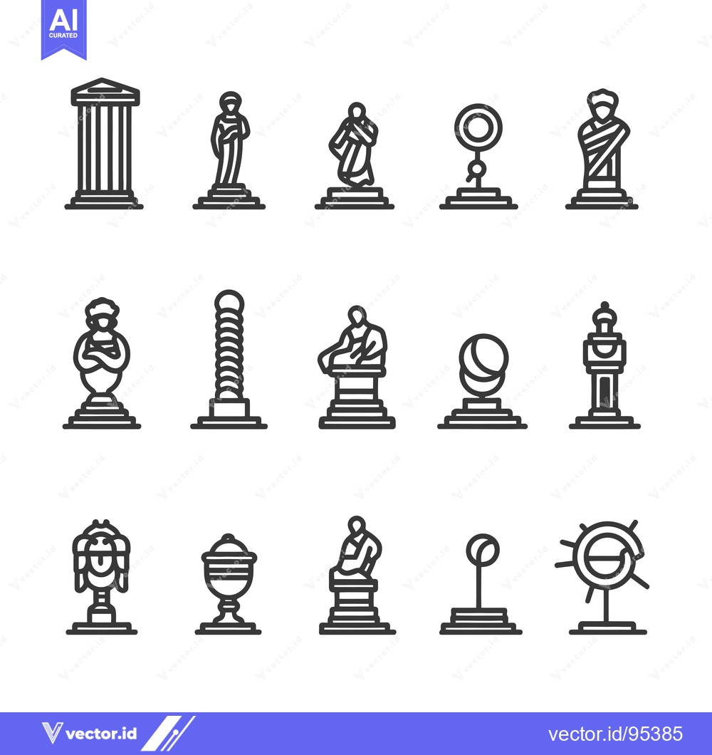 Premium Vector dari Set of Line Icons Depicting Ancient Greek Architectural Elements and S