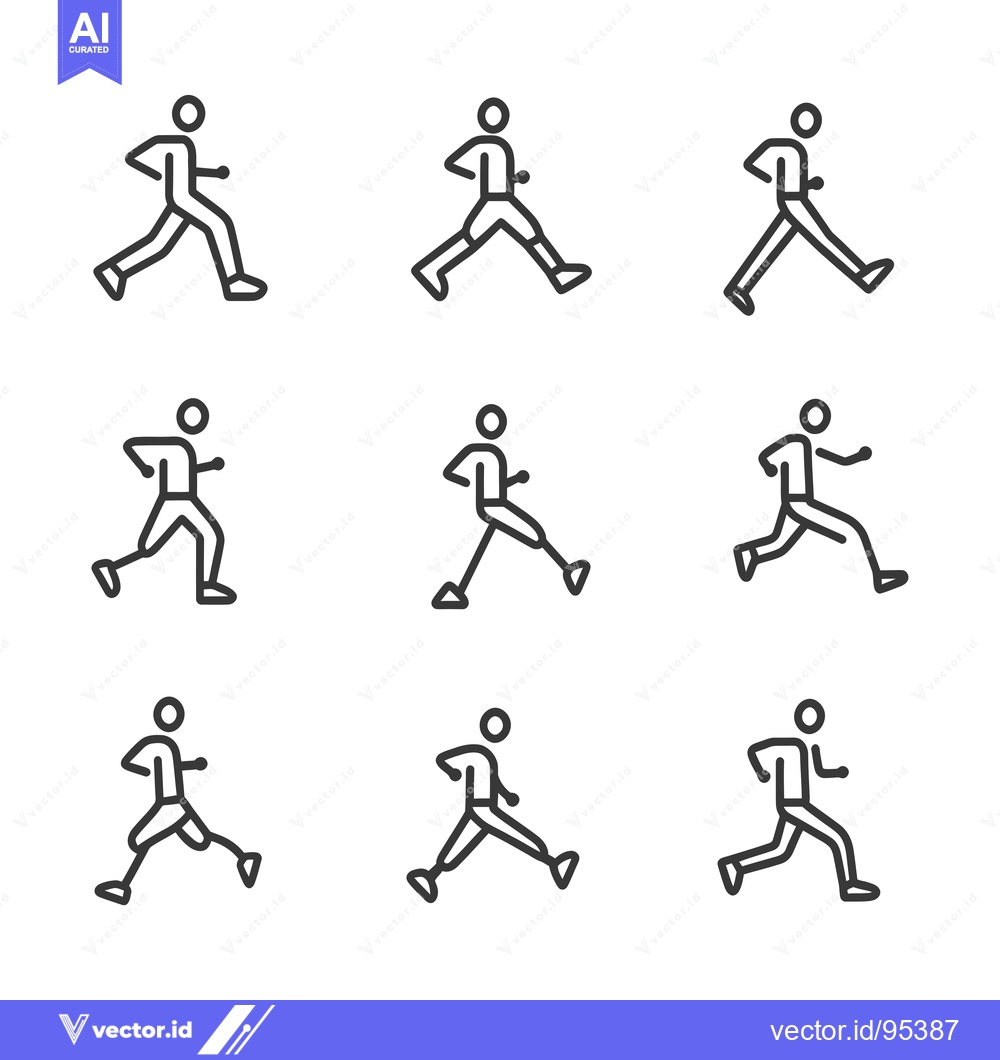 Premium Vector dari Set of Line Icons Depicting a Person Running with Different Leg Positi