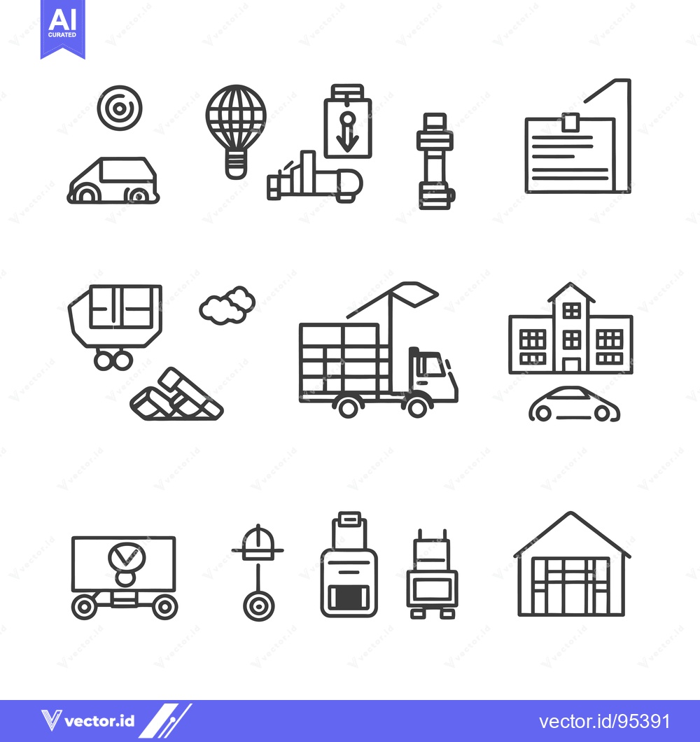 Premium Vector dari Set of Line Icons Depicting Different Transportation Modes and Objects