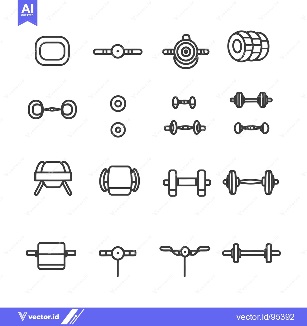 Premium Vector dari Set of Line Icons Depicting Different Types of Dumbbells
