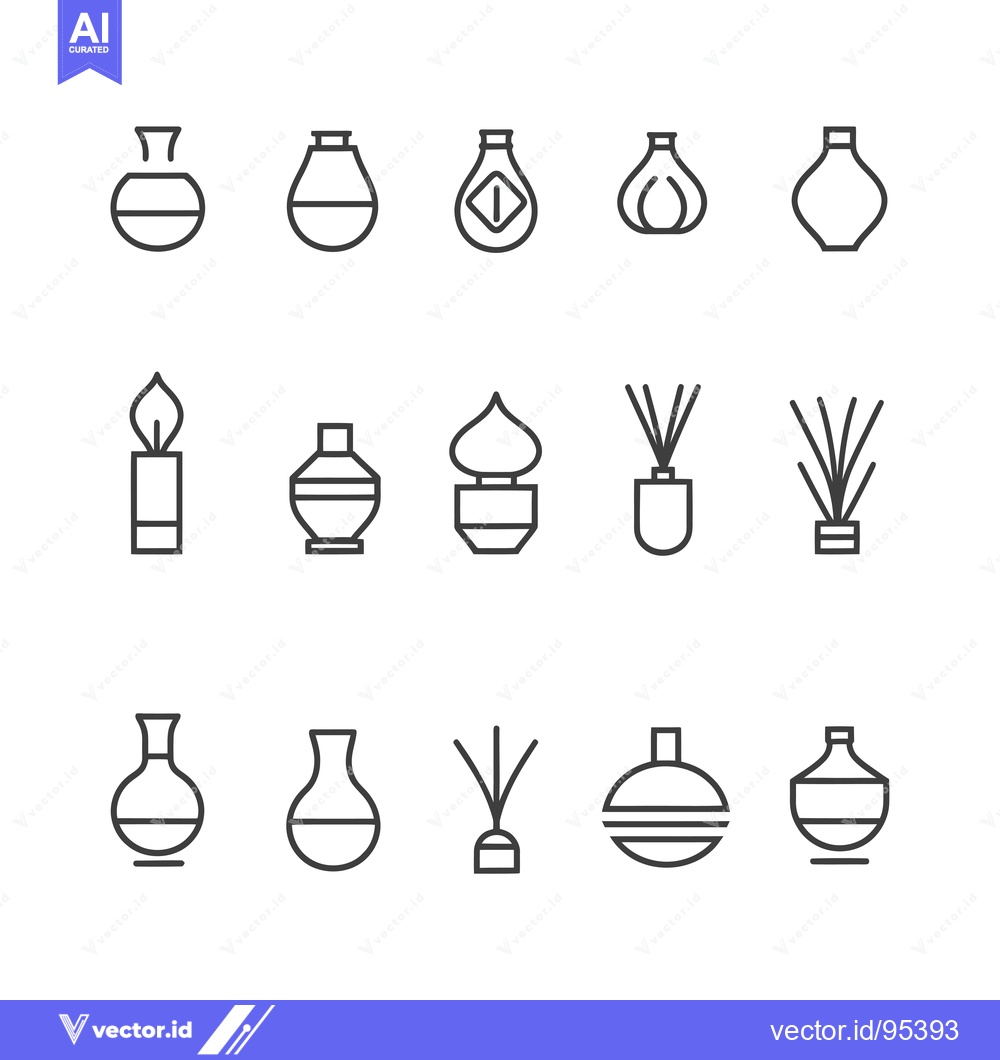 Premium Vector dari Set of Line Icons Depicting Different Types of Scented Diffusers