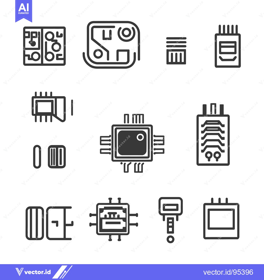 Premium Vector of Set of Line Icons Depicting Electronic Components