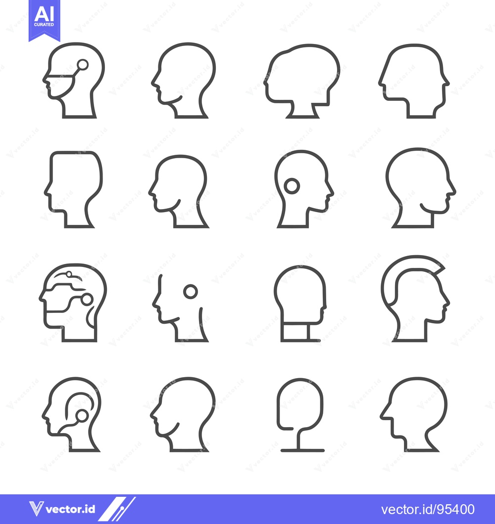Premium Vector dari Set of Line Icons Depicting Human Heads in Profile View