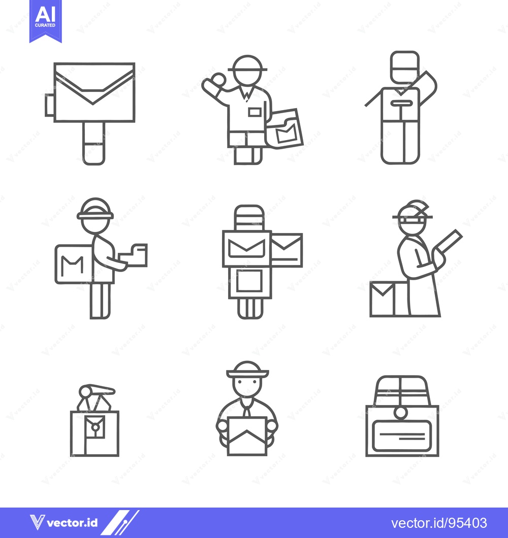 Premium Vector dari Set of Line Icons Depicting Mail Delivery and Mailboxes