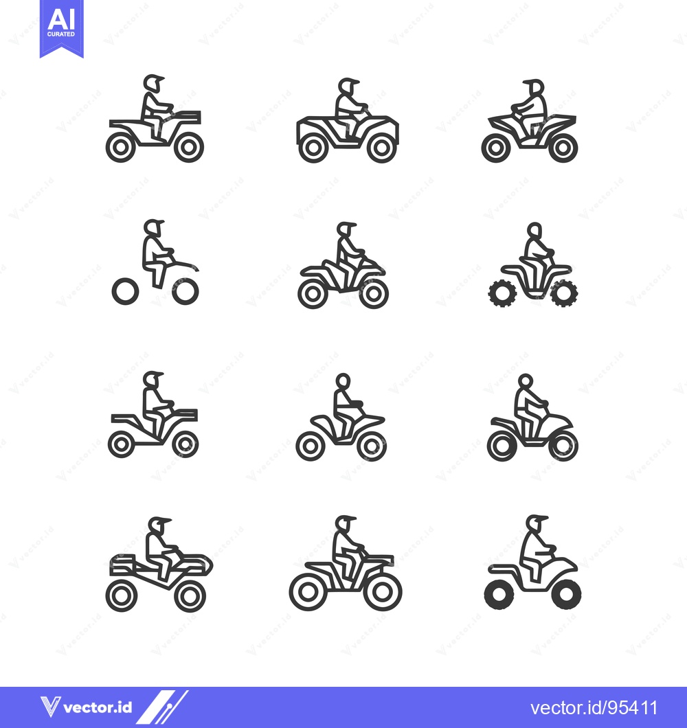 Premium Vector dari Set of line icons depicting people riding ATVs
