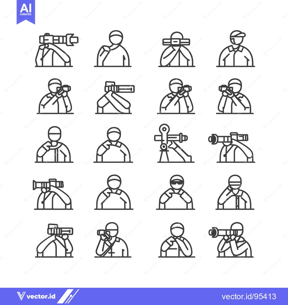 Premium Vector of Set of line icons depicting photographers with cameras and accessories