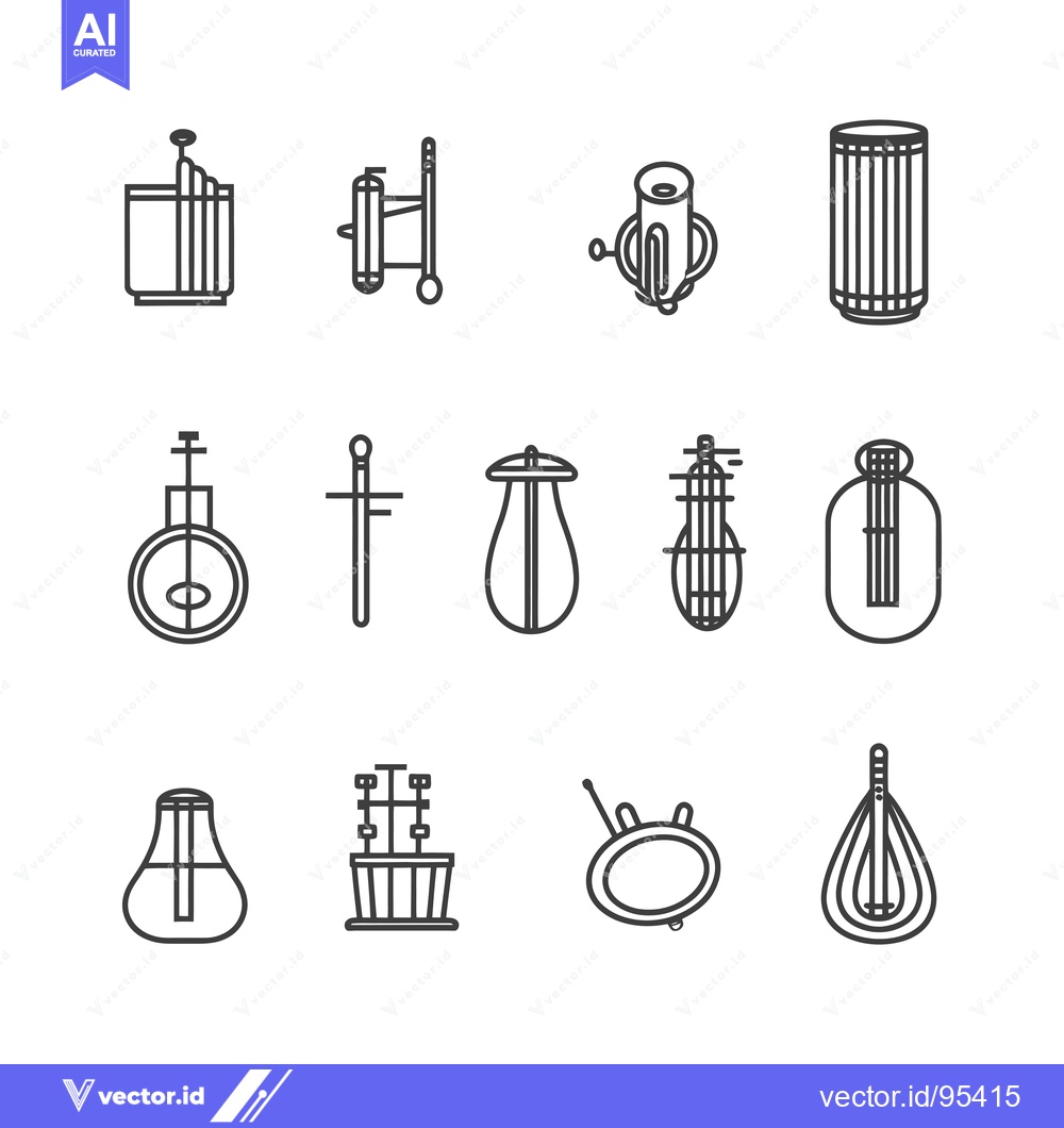 Premium Vector dari Set of Line Icons Depicting Traditional Musical Instruments