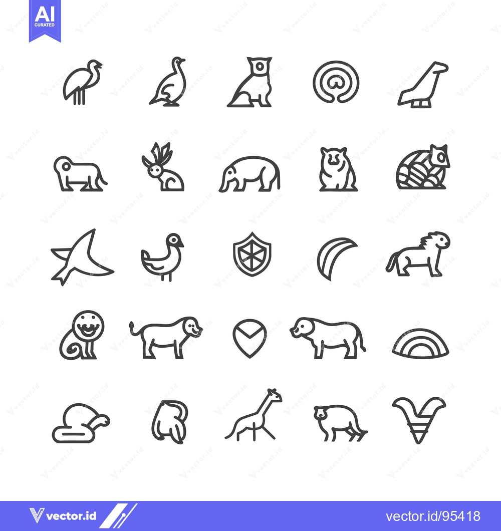 Premium Vector dari Set of Line Icons Depicting Various Animals