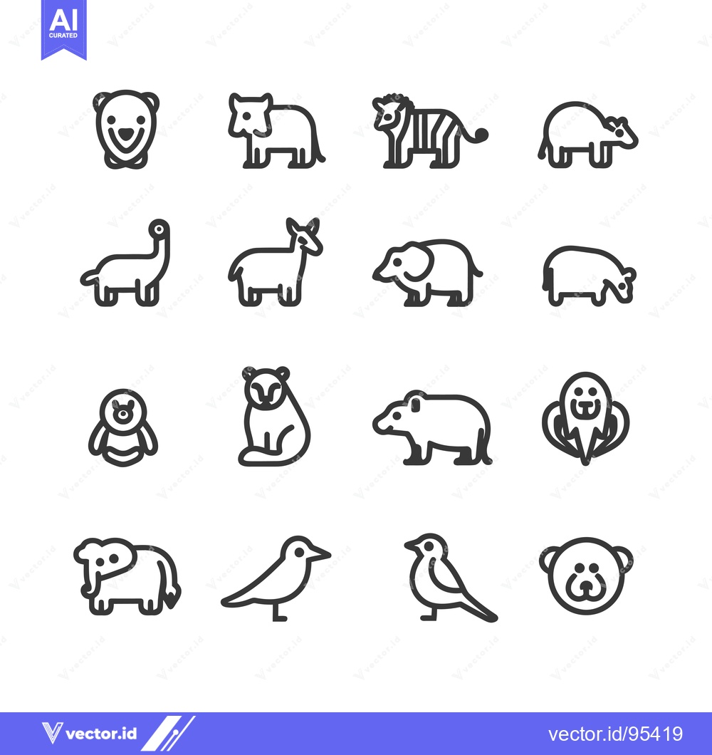 Premium Vector dari Set of Line Icons Depicting Various Animal Species