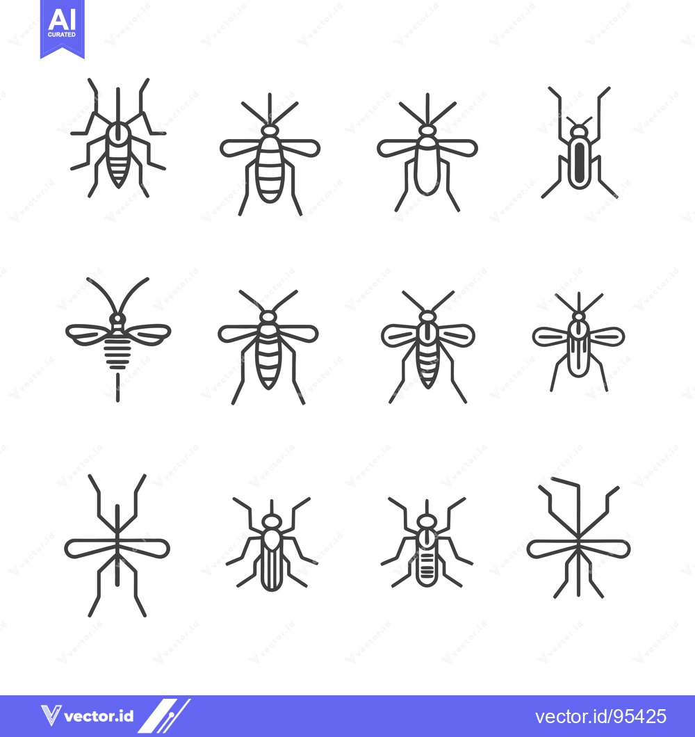 Premium Vector dari Set of Line Icons Depicting Various Mosquito Designs