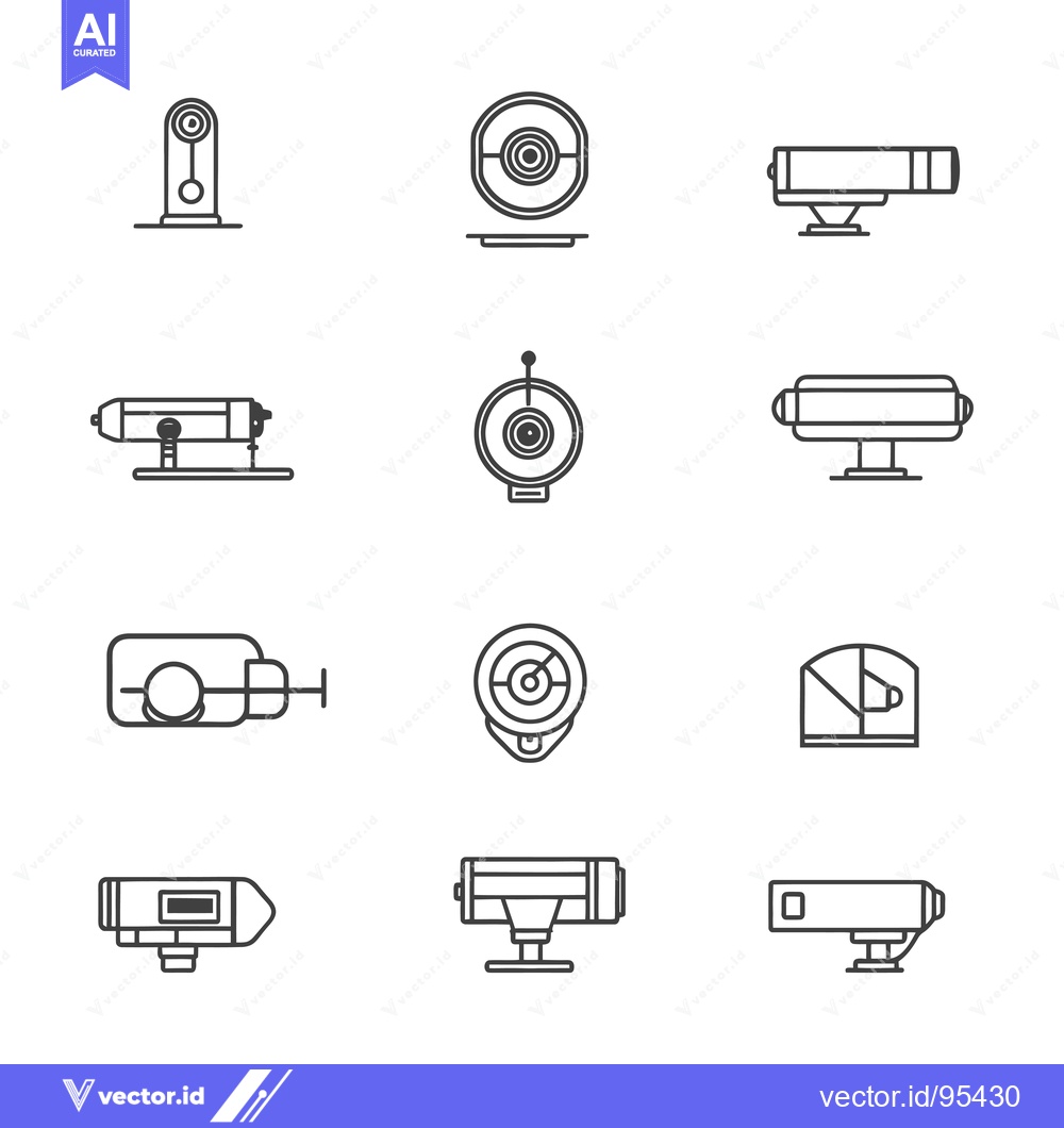 Premium Vector of Set of Line Icons Depicting Various Telescope Designs
