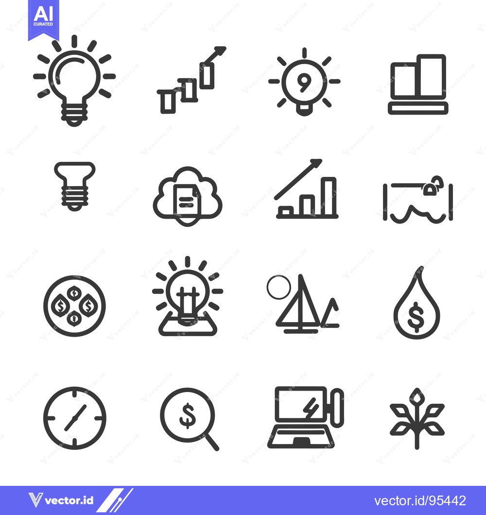Premium Vector of Set of Line Icons for Business, Finance, and Technology