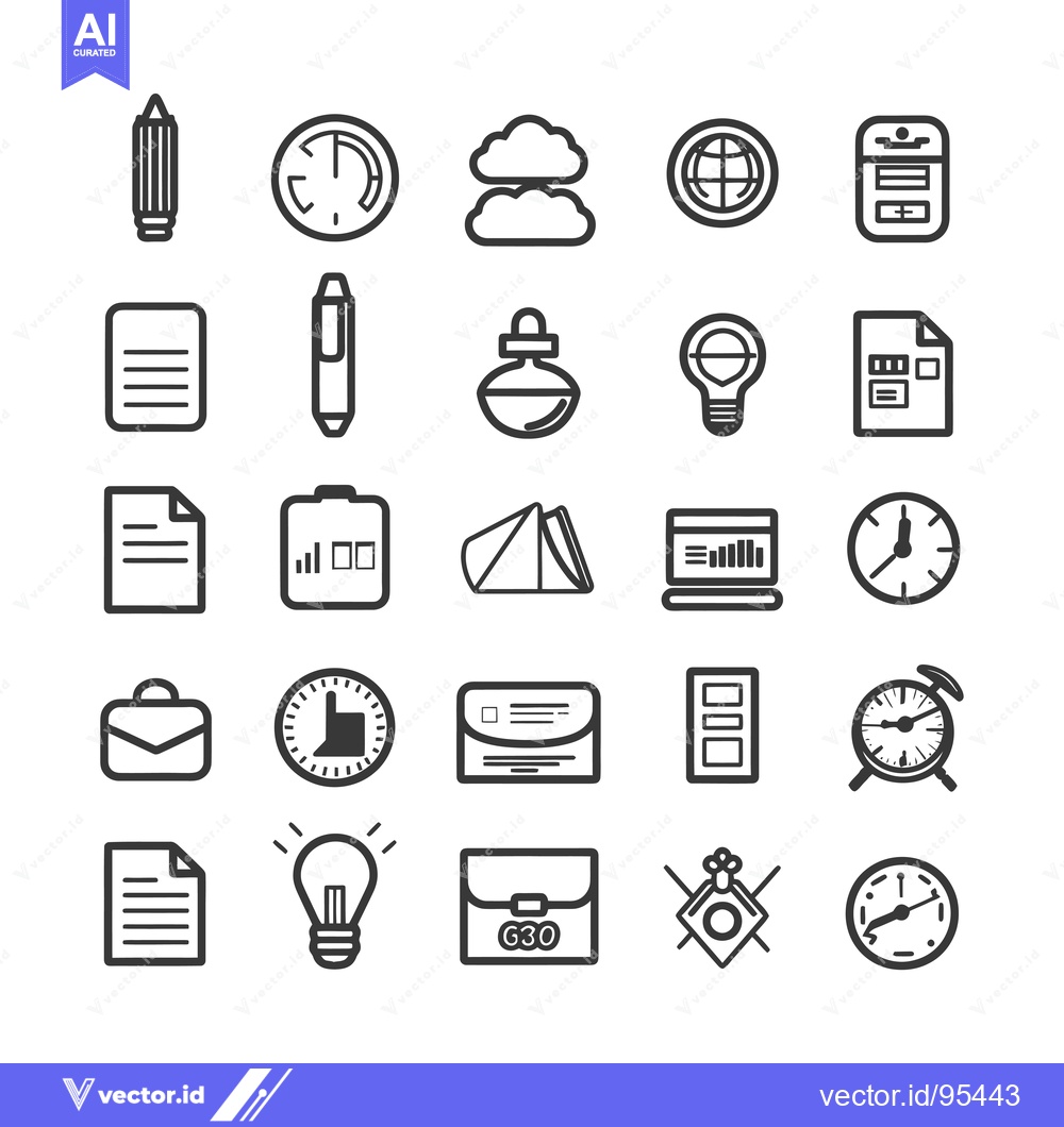Premium Vector of Set of Line Icons for Business, Finance, and Time Management