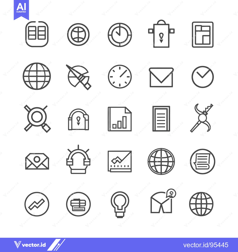 Premium Vector dari Set of Line Icons for Business, Time, and Communication