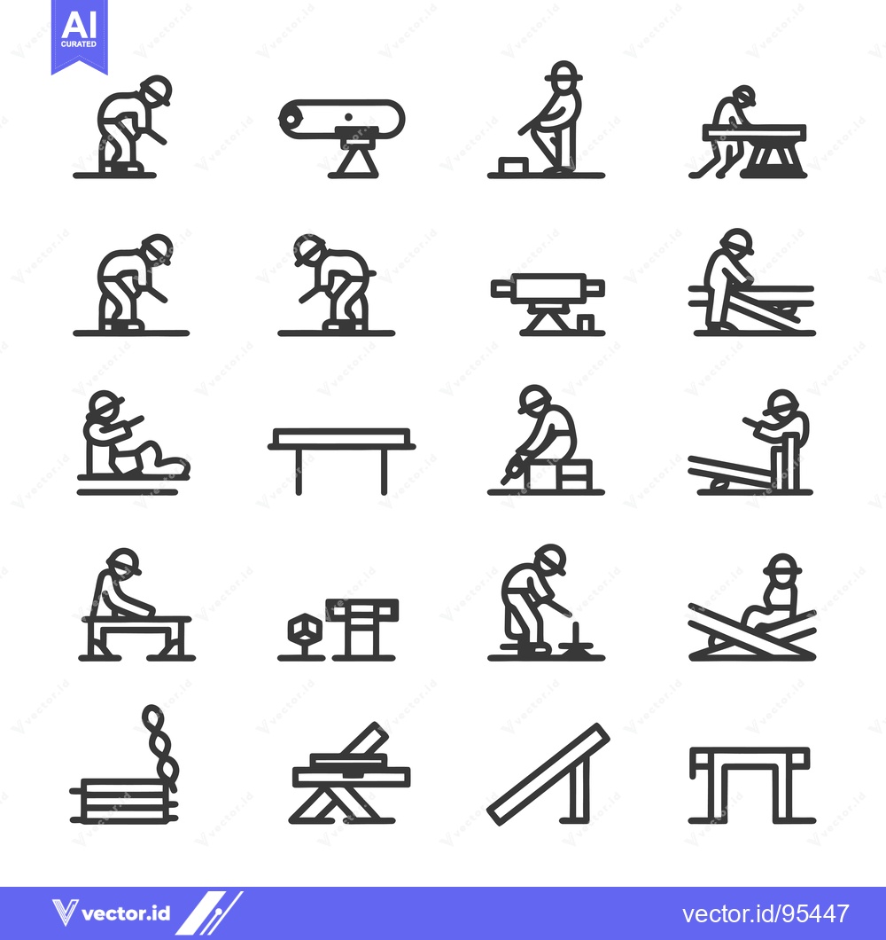Premium Vector dari Set of Line Icons for Carpentry and Woodworking