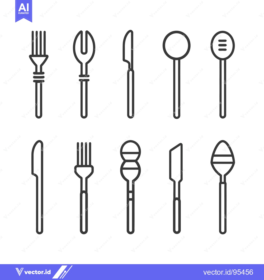 Premium Vector dari Set of Line Icons for Different Utensils