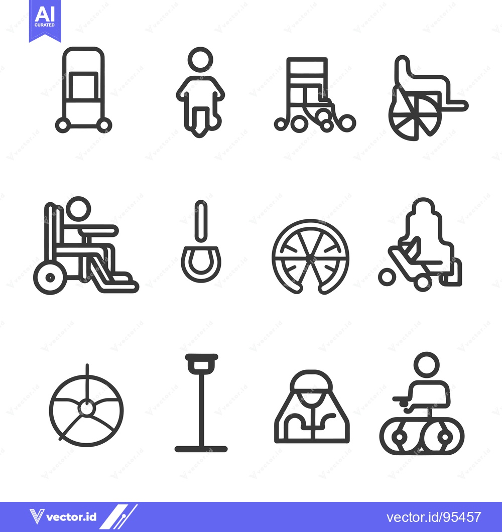 Premium Vector dari Set of Line Icons for Disabled People