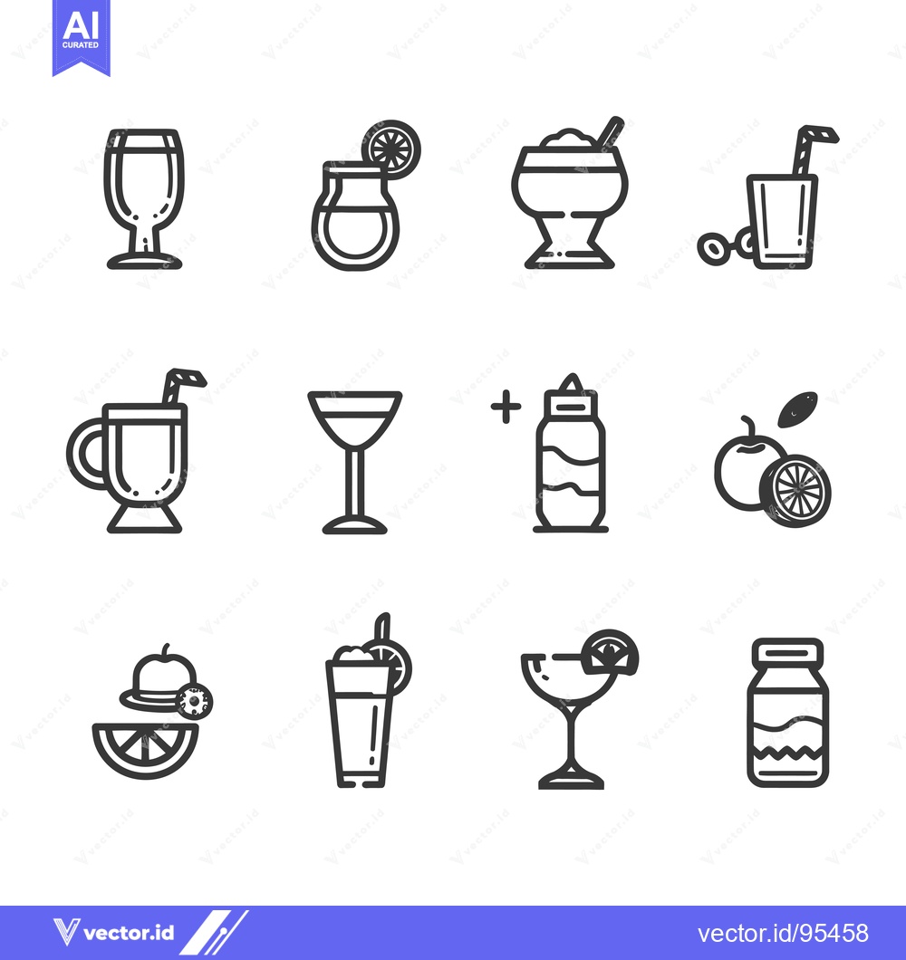 Premium Vector dari Set of Line Icons for Drinks and Beverages