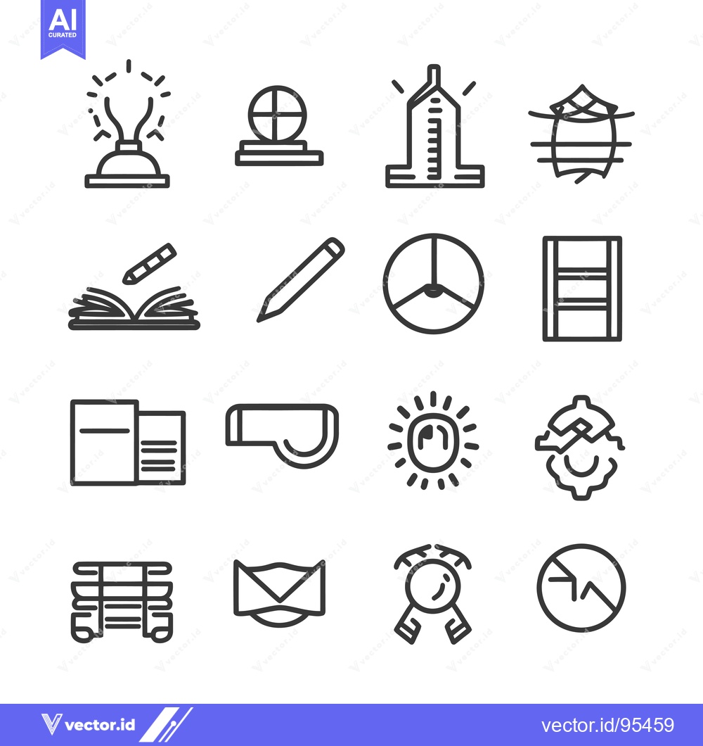 Premium Vector of Set of Line Icons for Education, Business and Technology