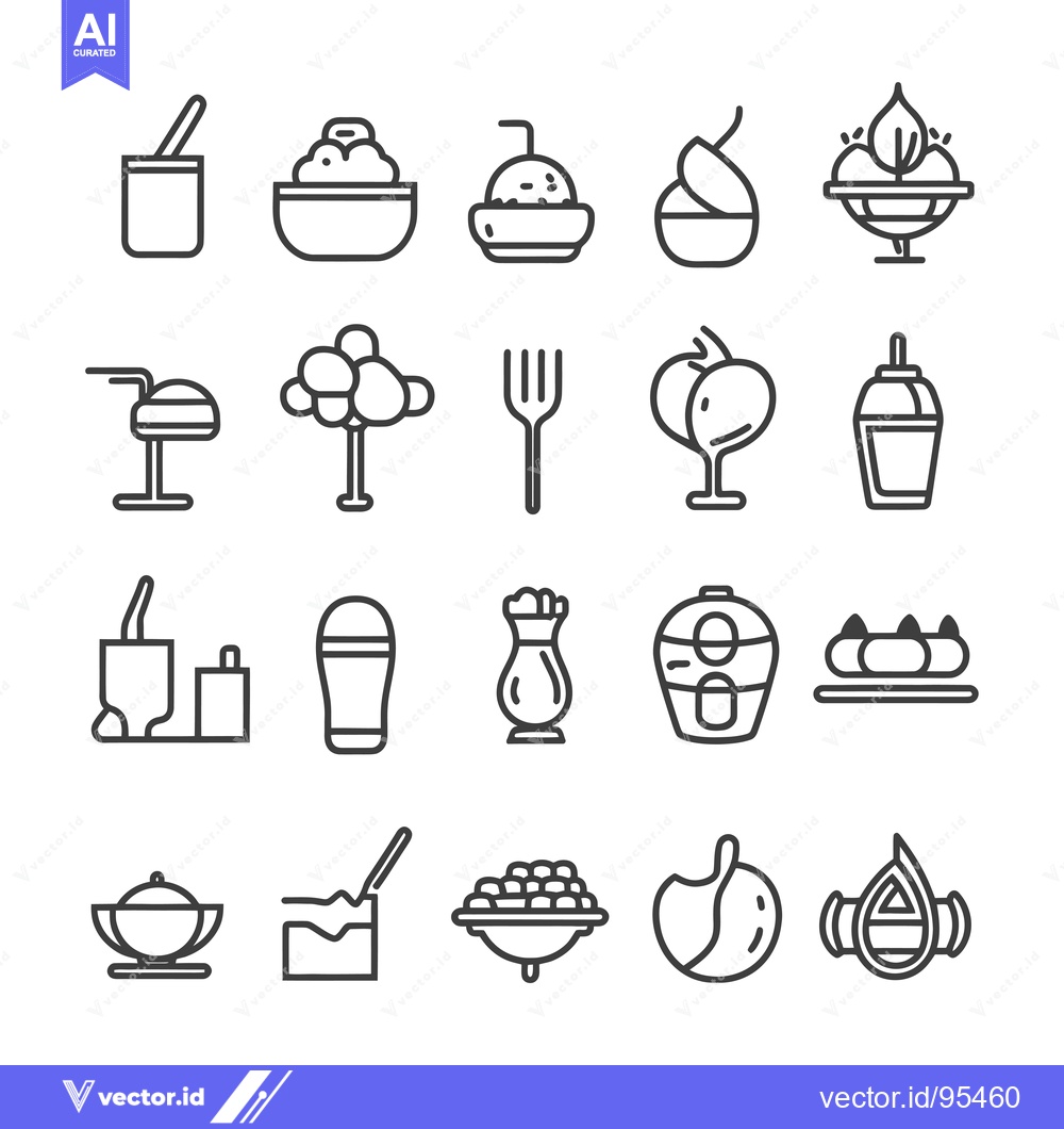 Premium Vector of Set of Line Icons for Food and Beverages