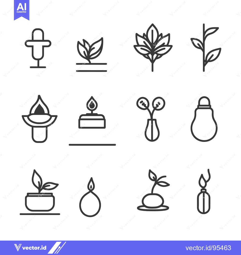 Premium Vector of Set of Line Icons for Growing Plants and Flowers