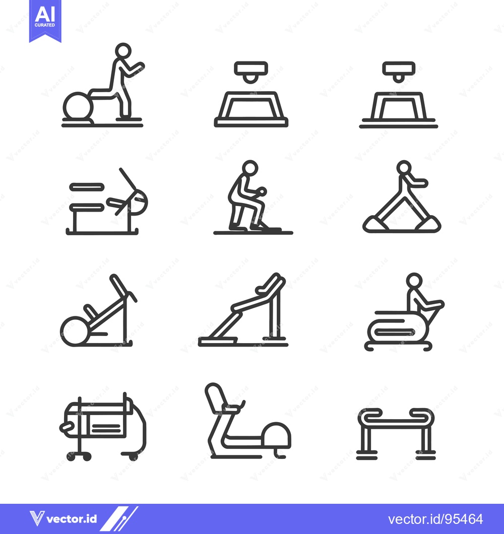 Premium Vector of Set of Line Icons for Gym and Fitness Equipment
