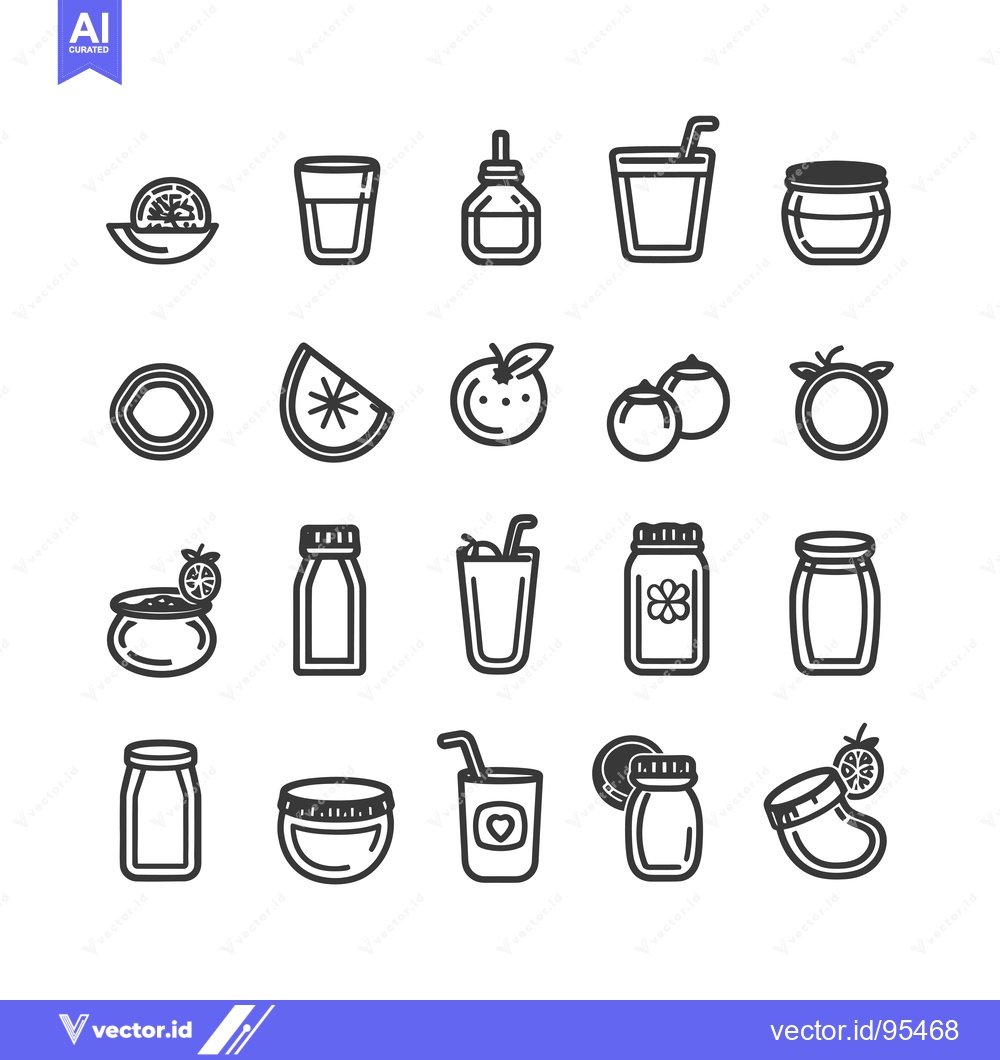 Premium Vector of Set of Line Icons for Orange Juice, Lemonade and Citrus Fruits