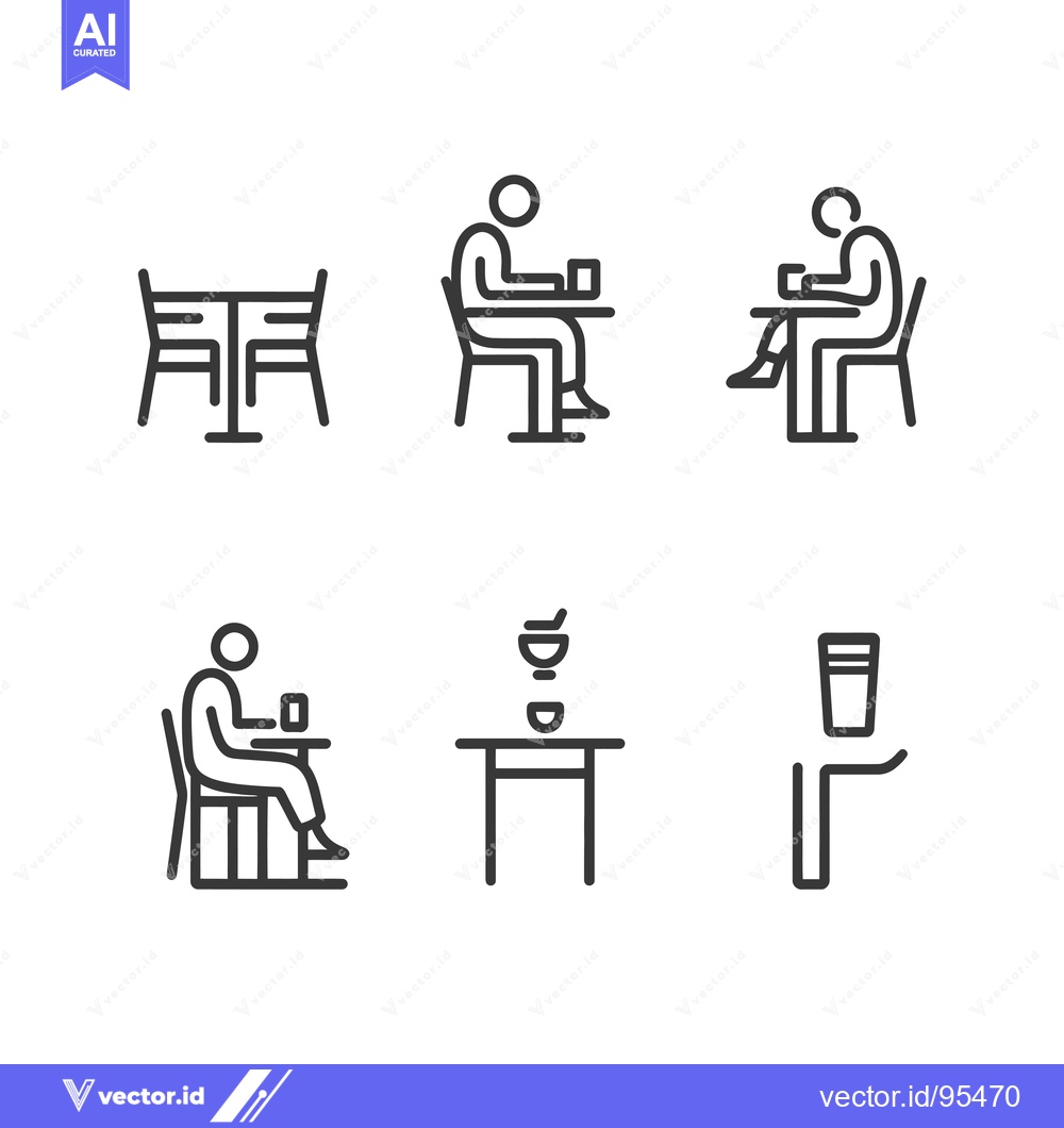 Premium Vector dari Set of Line Icons for People Eating at a Table