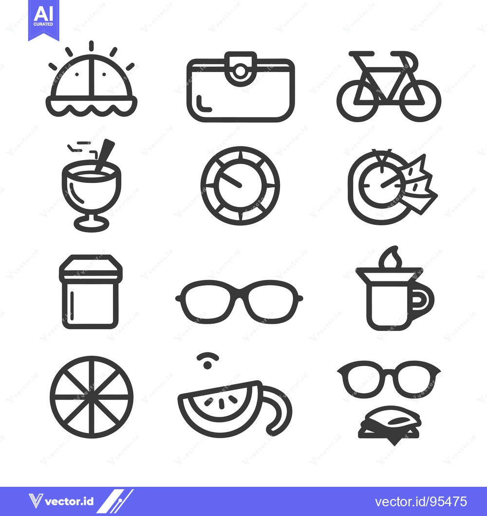 Premium Vector of Set of Line Icons for Summer Vacation and Travel