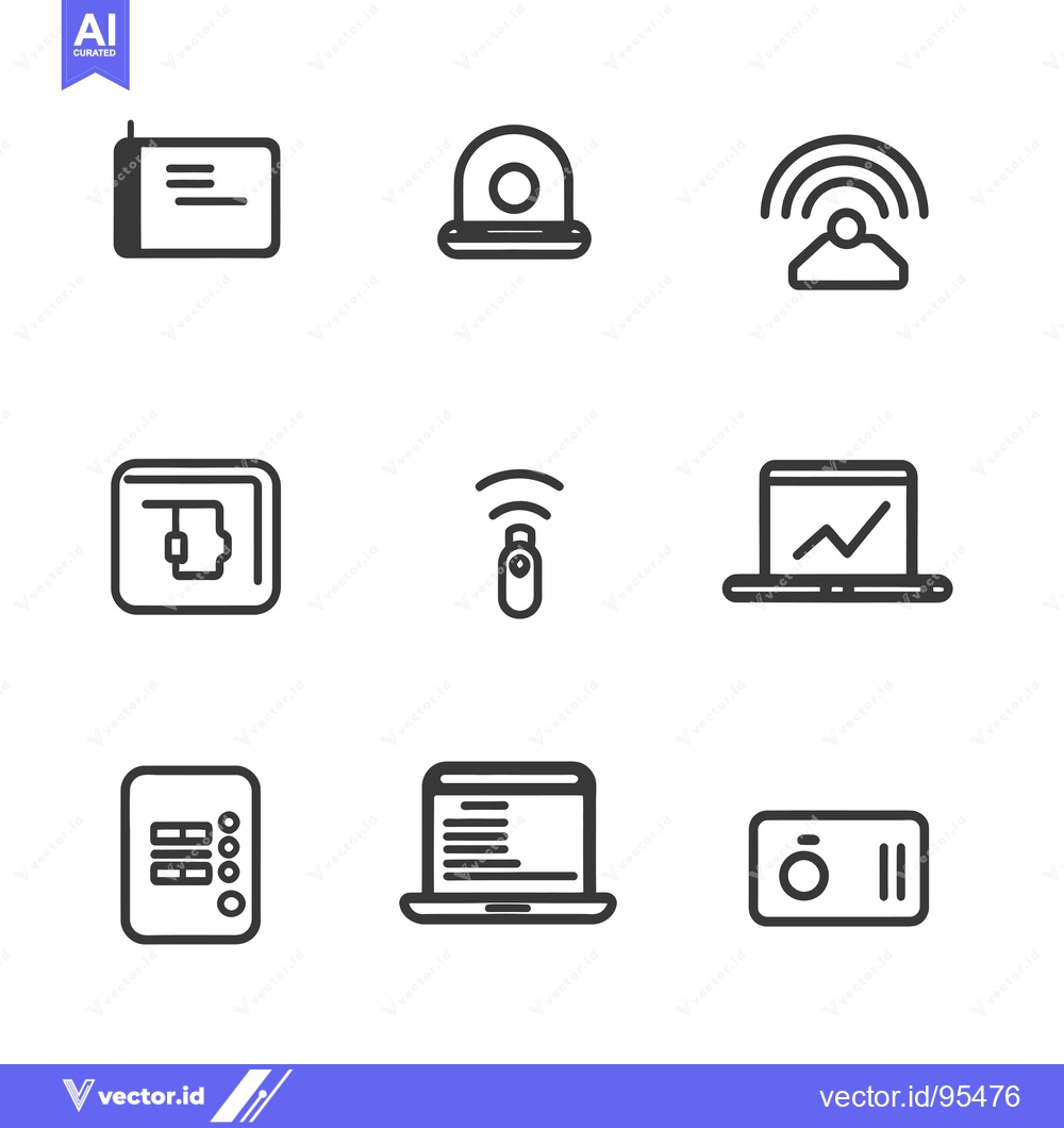 Premium Vector of Set of Line Icons for Technology and Devices
