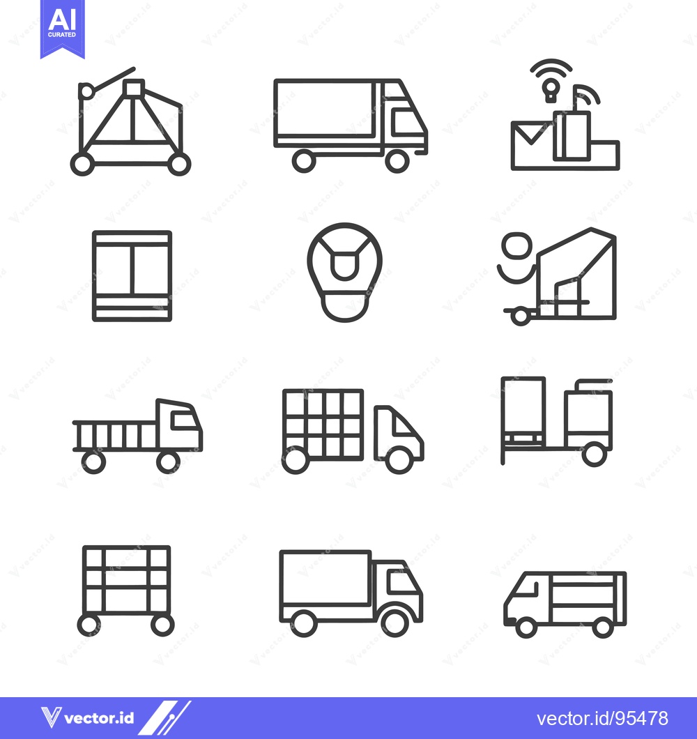 Premium Vector dari Set of Line Icons for Transportation and Delivery Services