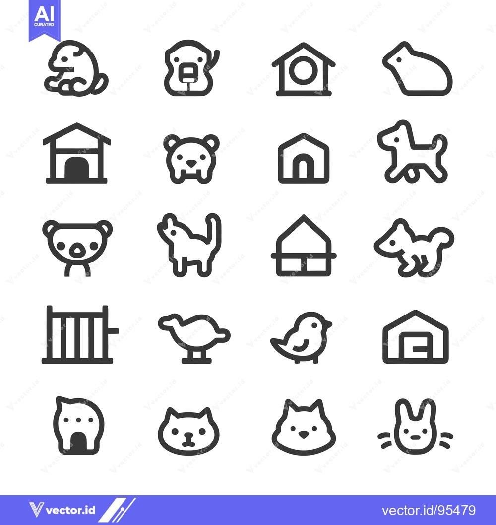 Premium Vector dari Set of Line Icons for Various Animals and Animal Habitats